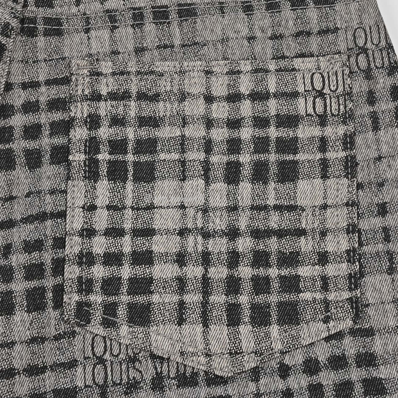 Louis Vuitton 1v 24ss Grey Checkerboard Printed Denim Shorts (4) - www.newkick.org